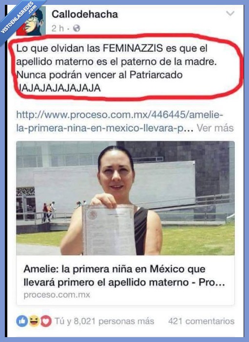 feminazi,patriarcado,apellido,facebook