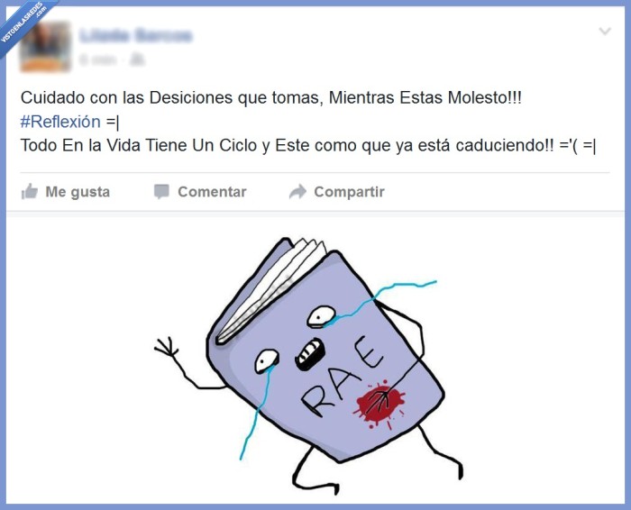 desiciones,caduciendo,estado,facebook,diccionario,ortografía,rae