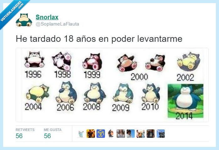 snorlax,siesta,18 años,dormir,pokemon,levantarse,pokeflauta