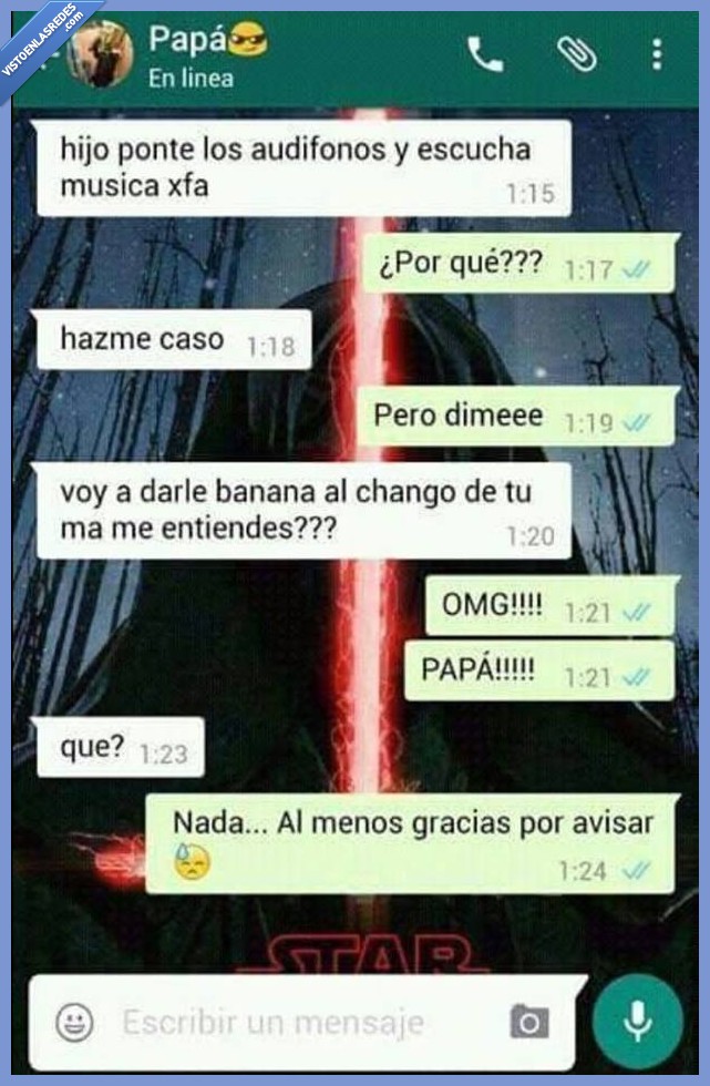 padre,auriculares,avisar,banana al chango