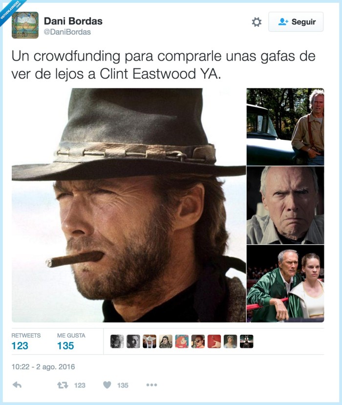 crowdfunding,gafas de ver de lejos,Clint Eastwood