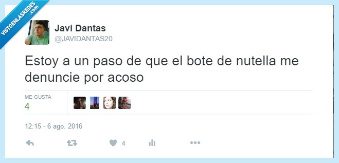 nutella,comer,bote,acoso,denuncia