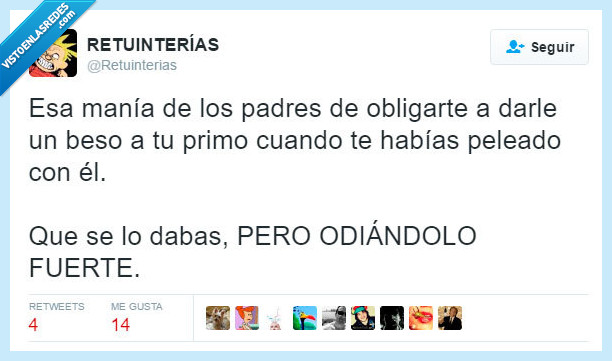 primo,beso,hijo,familia,niño,odio