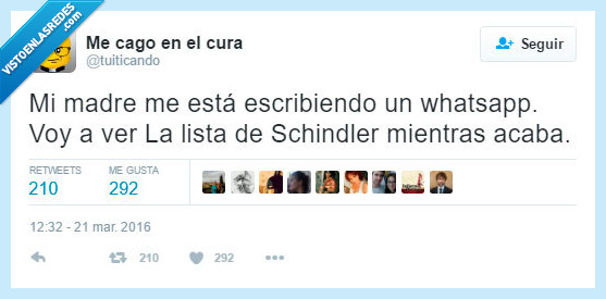 madre,escribir,whatsapp,la lista de schindler