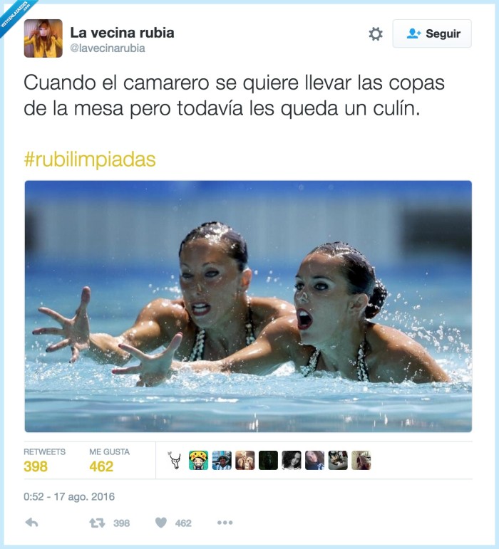 culín,copa,camarero,natación sincronizada