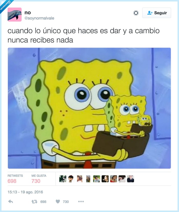 bob esponja,dar,recibir