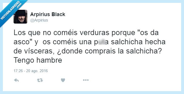 carnivoros,salchichas,vegetarianos,visceras,verdura