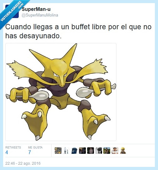pokémon,alakazam,buffet libre,delgado,cuchara,hambre
