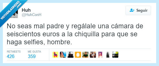 mal,padre,regala,camara,euros,selfie,cara,hombre