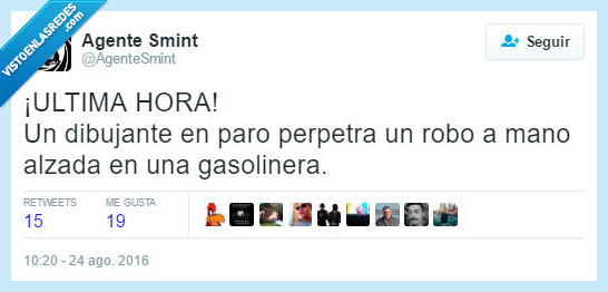 ultima,hora,dibujante,paro,robo,mano,alzada,armada,gasolinera