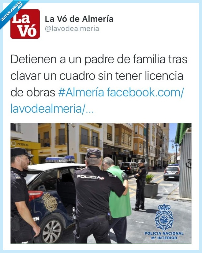 padre,detener,detienen,policia,clavar,cuadro,licencia,obra,almería