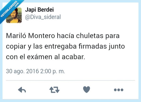 Mariló Montero,chuleta,copiar,entregar,firmada,examen