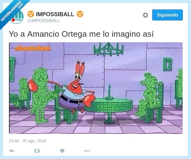 amancio ortega,bob esponja,dinero,cangrejo