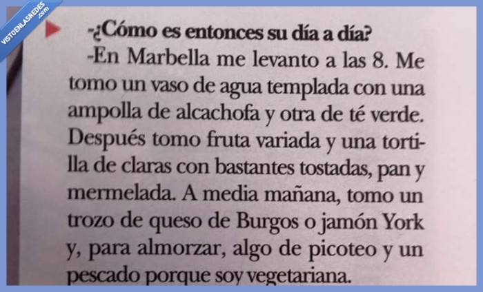 carmen lomana,vegana,pescado