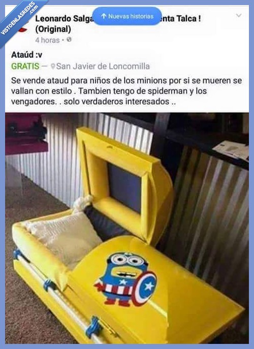 minions,ataud,venta,facebook
