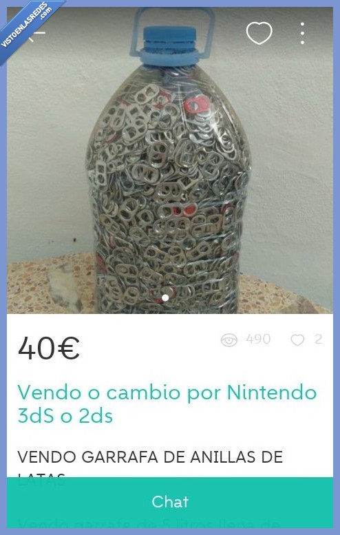 te doy 2€ y me estoy arriesgando,wallapop,timo,wtf,anillas de lata,¿y la botella gratis no?,nintendo