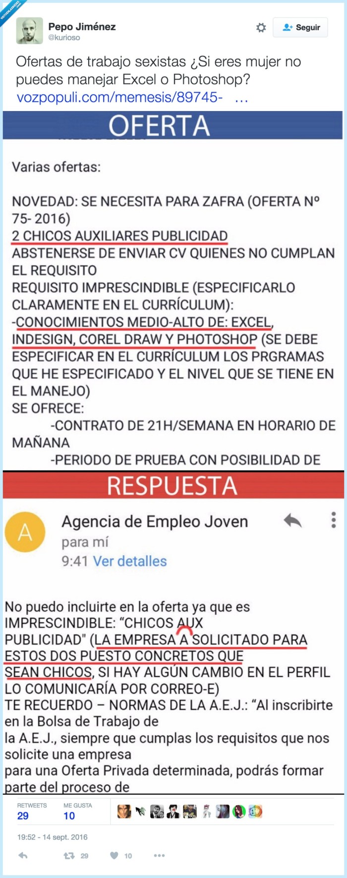 oferta,trabajo,machista
