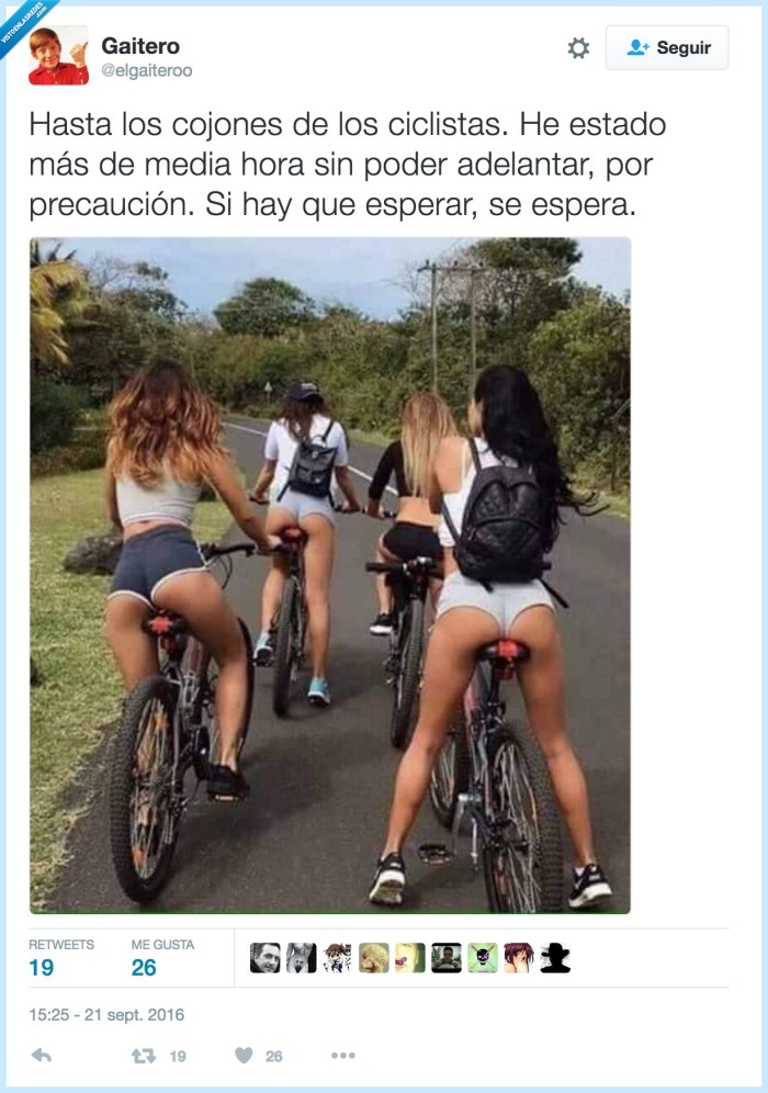 ciclistas,esperar,detrás