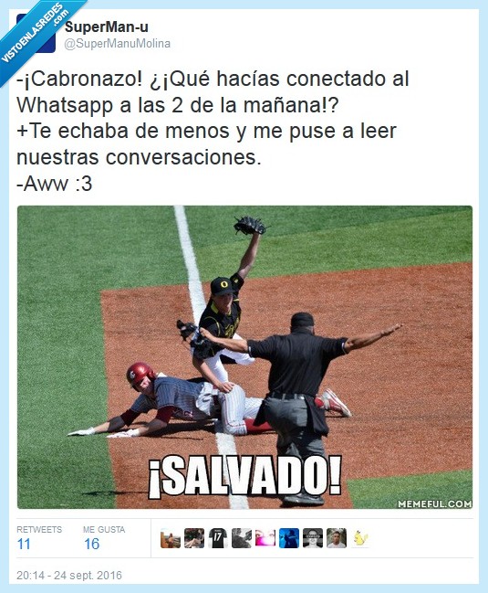 salvado,baseball,whatsapp,discutir,pareja