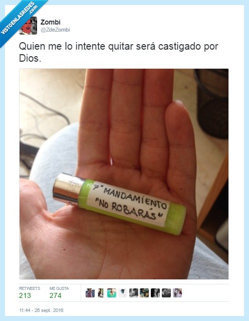 mechero,septimo,mandamiento,no,robaras,twitter,humor,7º