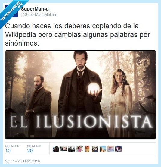 wikipedia,cambiar,sinónimo,trabajo,el ilusionista