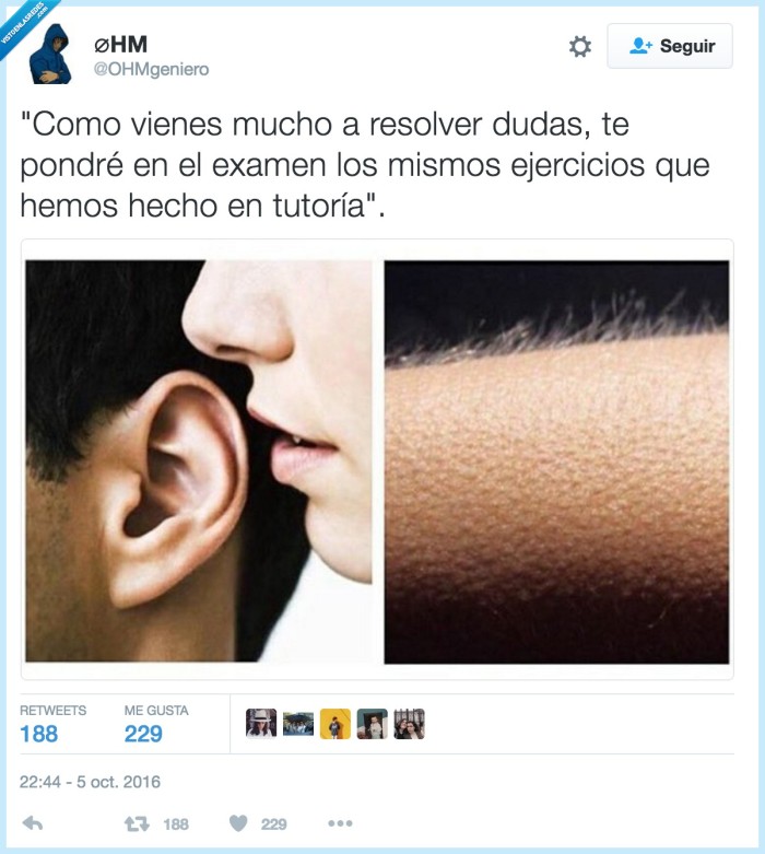 tutoría,profesor,examen,pelos de punta