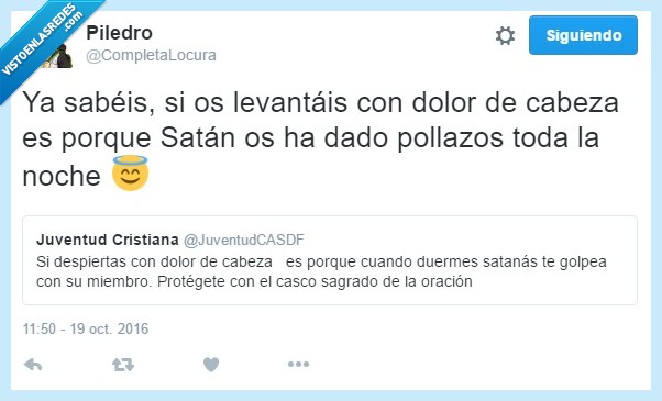 satanás,religicón,cristianismo,dolor de cabeza,twitter
