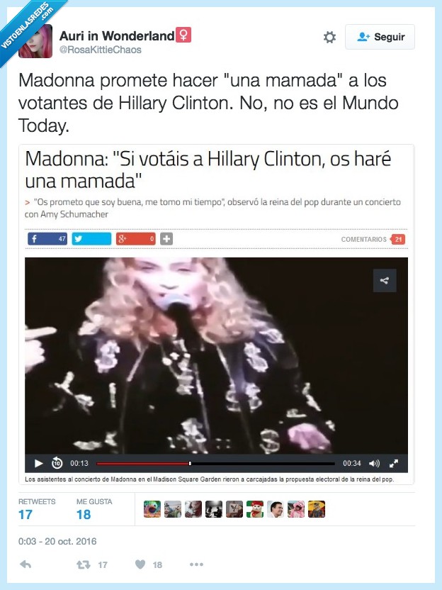 Madonna,ida de olla,estados unidos,hillary clinton