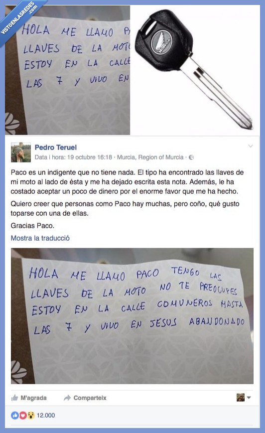 murcia,llaves,fe en la humanidad,indigente