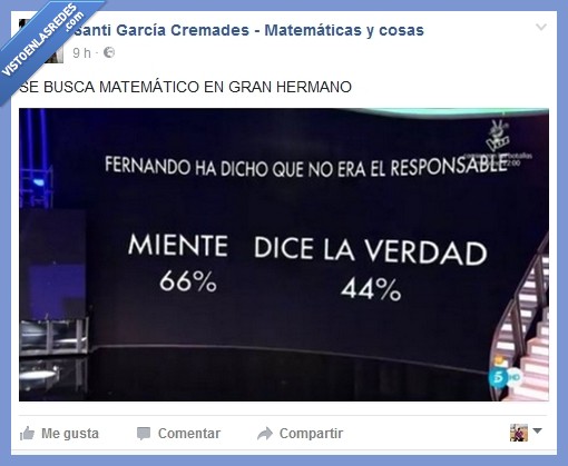 Gran Hermano,matemáticas,porcentaje,televisión