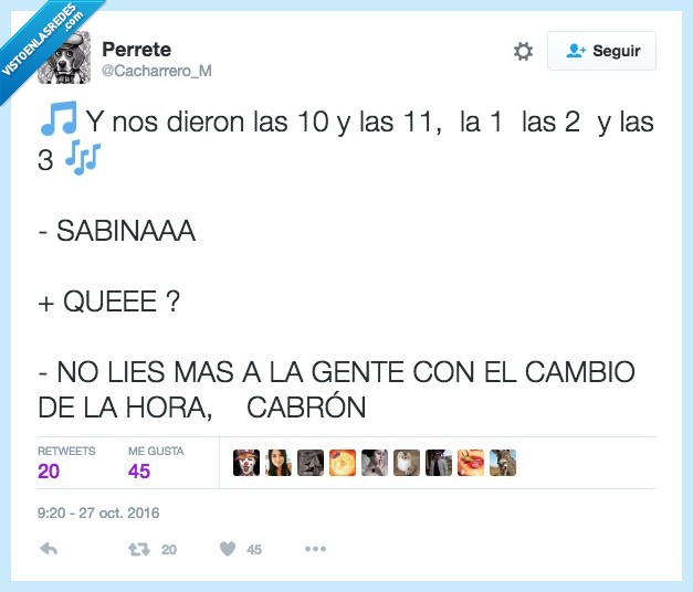 canción significado,cambio de hora