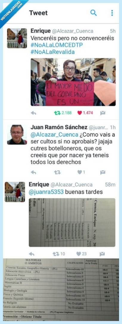 453459 - El tremando ZASCA de un estudiante que se manifiesta a un profesor de secundaria @Alcazar_Cuenca