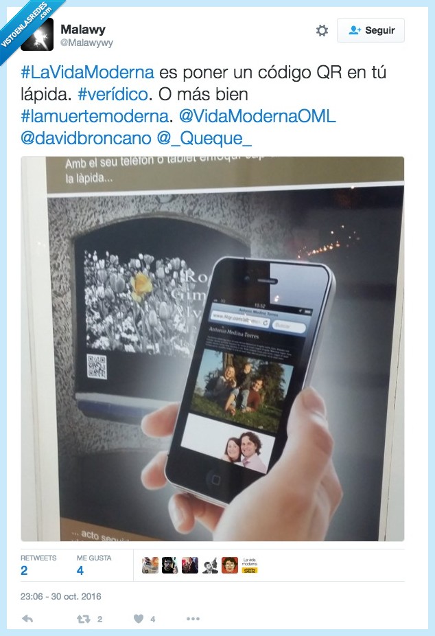 vida,moderna,qr,lápida