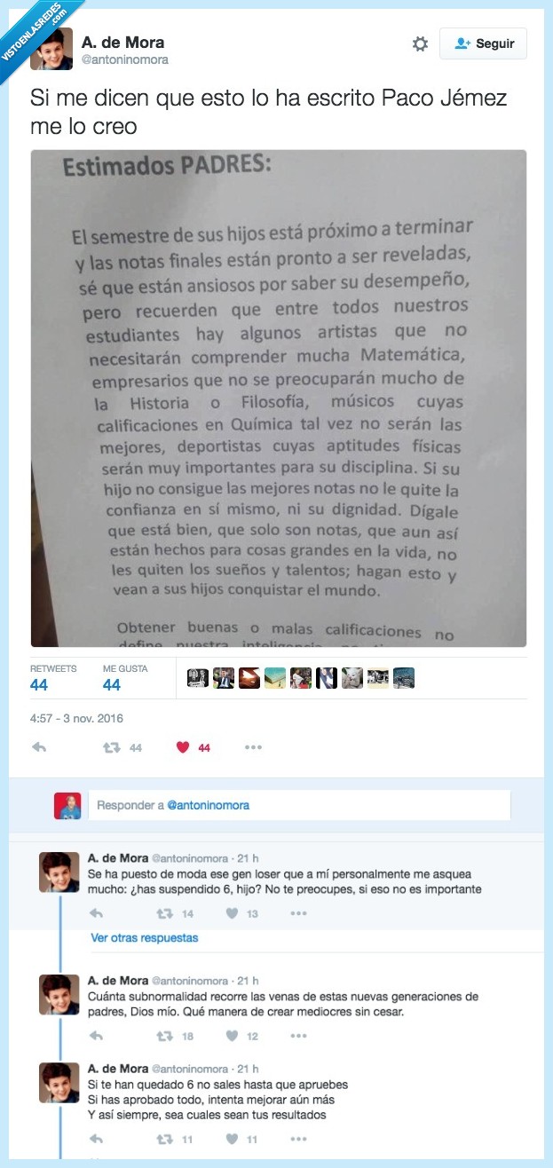 carta,educación,notas
