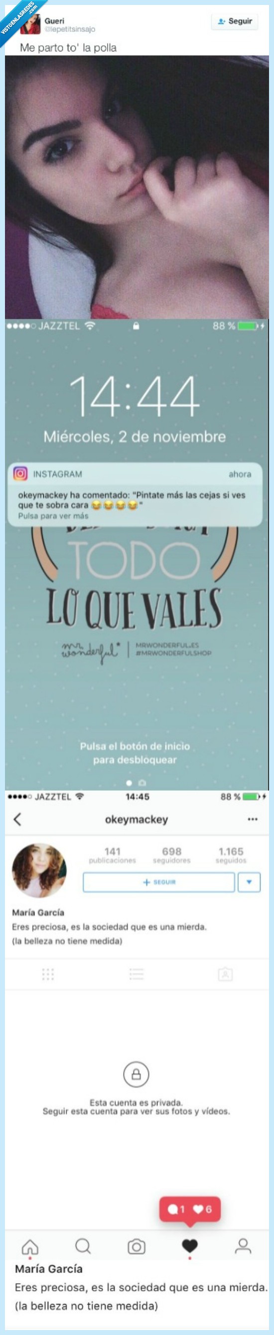 comentario,chica,instagram,cejas