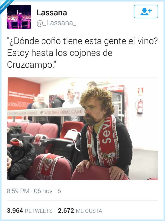 Tyrion,cruzcampo,triste,cerveza
