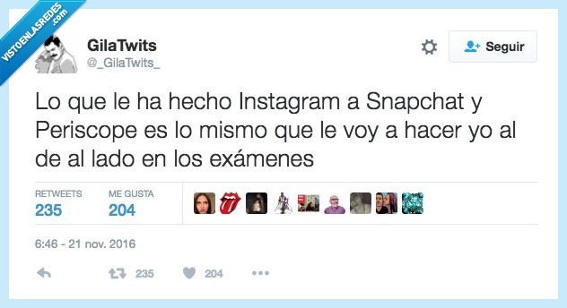 instagram,snapchat,periscope,exámenes