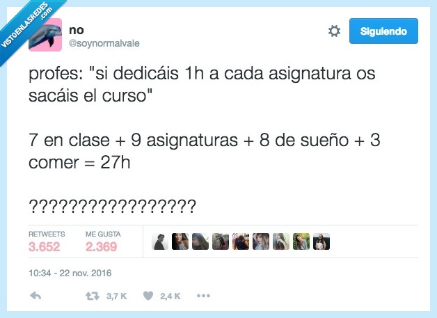 27 horas. día,estudiar,sueño