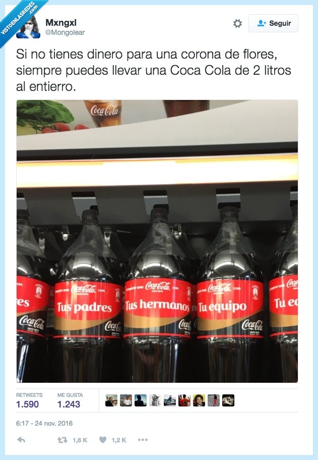 coca cola,corona,entierro