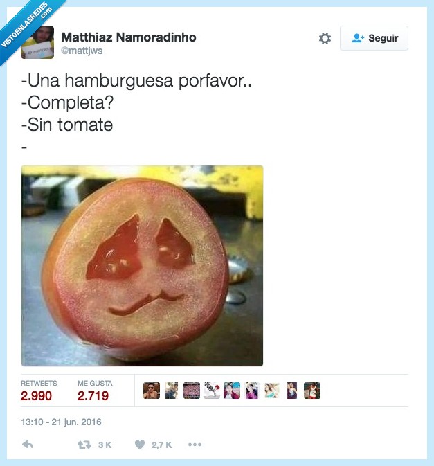tomate,triste,comer,hamburguesa