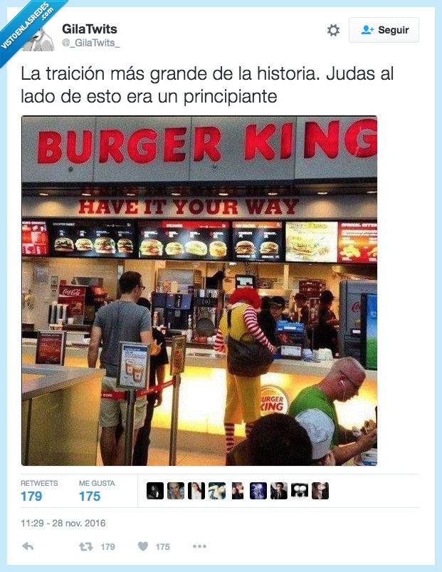 judas,mcdonald,burger king,traición
