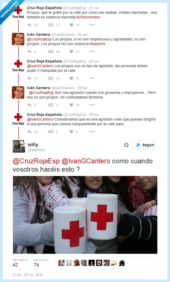 cruz roja,twitter,zasca,piropo