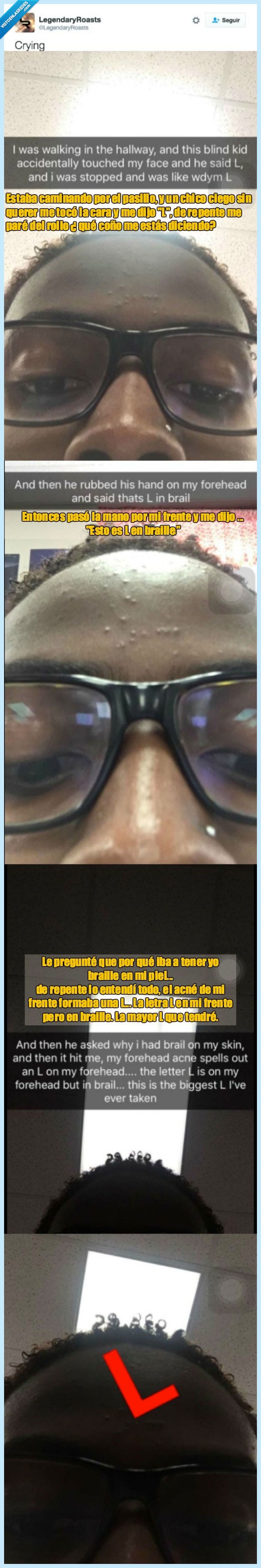 ciego,braille,L,frente,granos