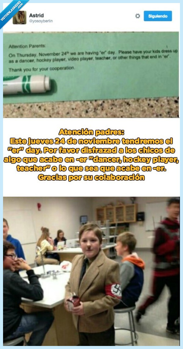 disfraz,clase,colegio,mala idea