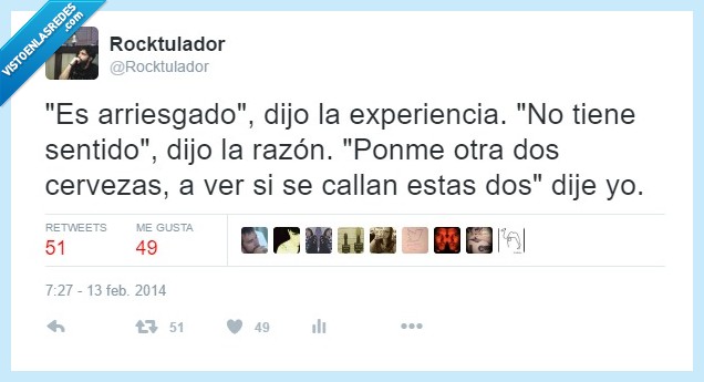razón,experiencia,cerveza