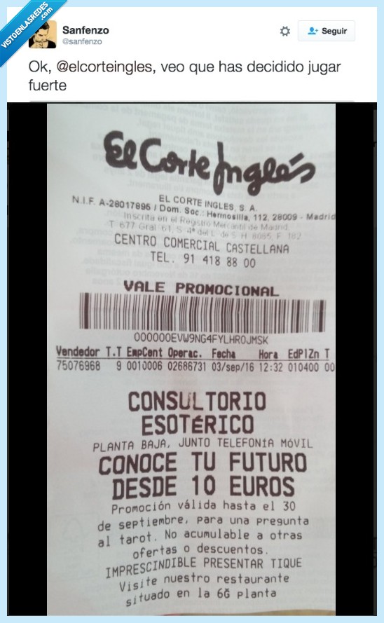Tickets regalo el corte ingles