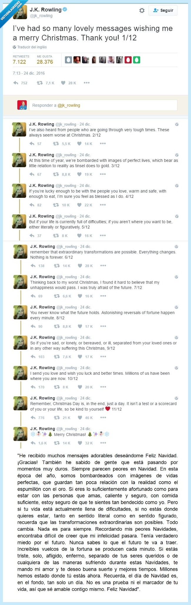 457398 - J.K. Rowling felicita la Navidad con una carta muy emotiva y Twitter se rinde a sus pies