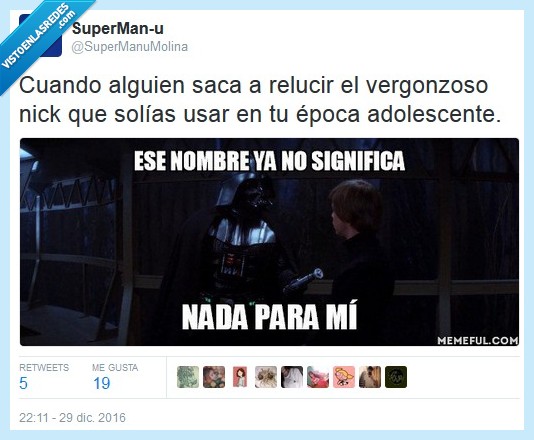 star wars,darth vader,nombre,nick,adolescente,vergüenza