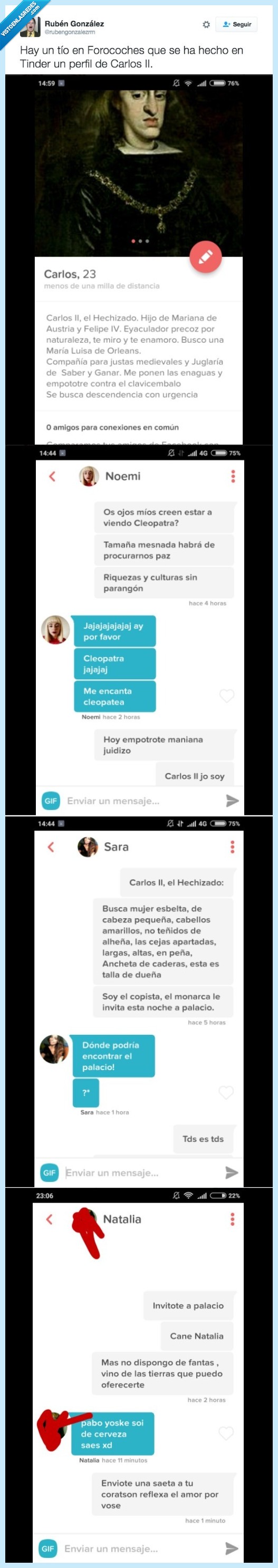 Carlos II,hechizar,casa real,ligar,tinder