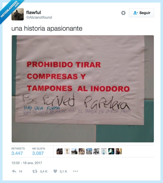 compresas,tirar,inodoro,discusión,final